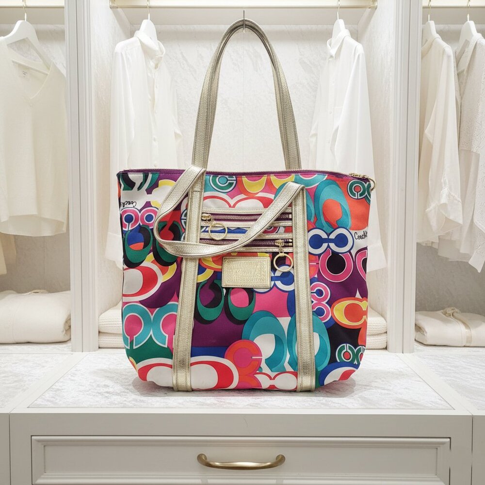 Coach Poppy Pop Signature C Glam Tote #13839